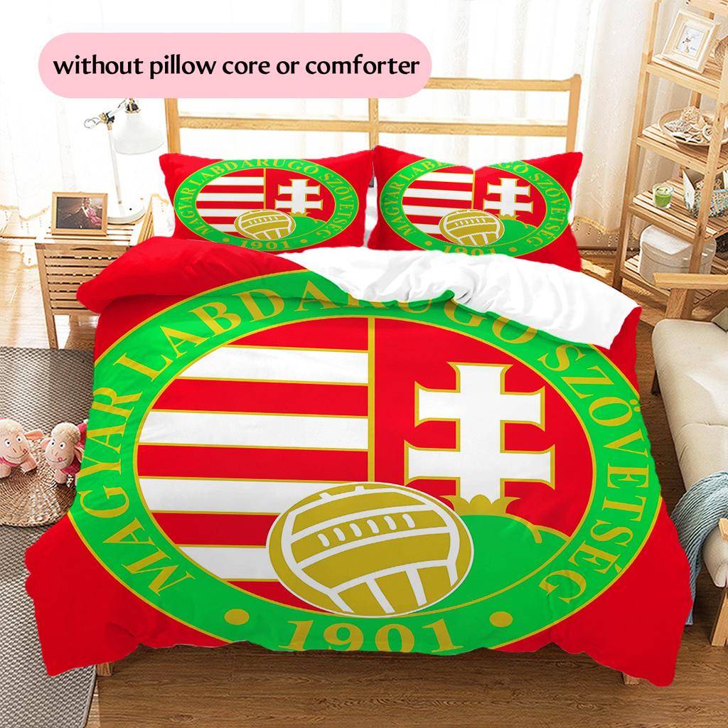 Hungary National Football Team  Pattern Bedding Quilt Set  Home Decoration  Gift (1 * duvet cover + 2 * pillowcase  without core)