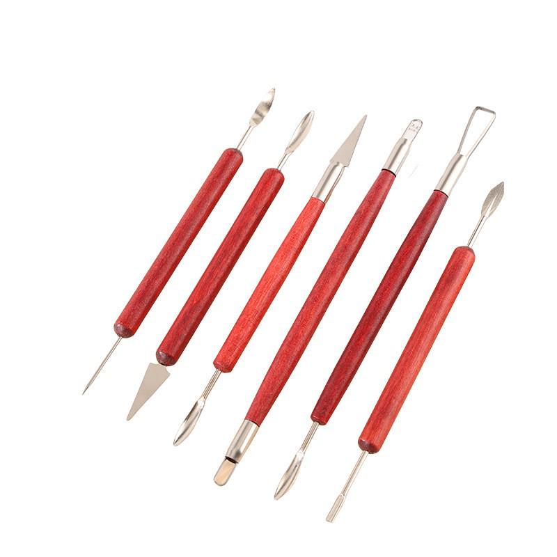 6-Piece Polymer Clay Sculpting Tool Set for DIY and Educational Use красный