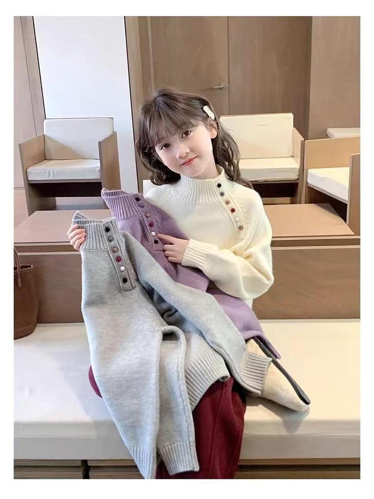 Children's Semi-High Neck Autumn & Winter Sweater - Stylish Knitwear for Boys and Girls