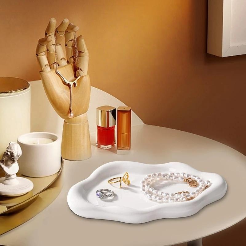 Cloud-Shaped Jewelry Tray Decorative Plate For Rings Earrings Bracelets & Necklaces Plastic Vanity Tray For Women Bedroom Decor