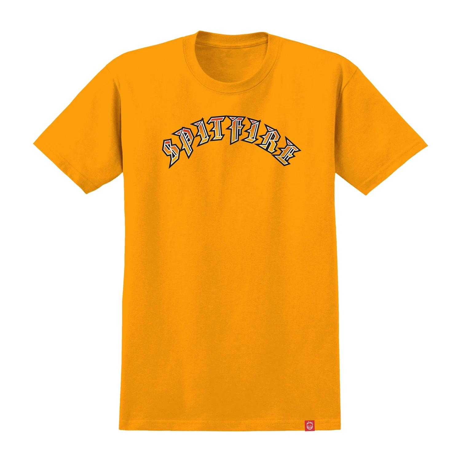 Spitfire Wheels Shirt Old E Fade Fill Gold/Red S