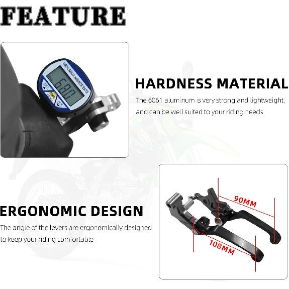 Dirt Bike Clutch Brake Levers,Foldable Dirtbike Handle Lever for KLX300 KLX300SM 21-23/KLX230 KLX230R 20-23/KLX250 08-16 18 - Black