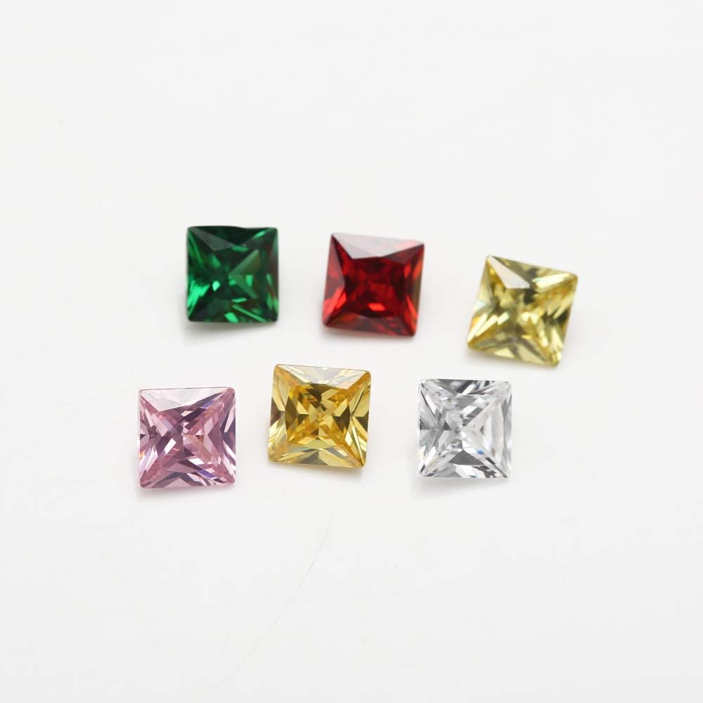Square Princess Cut Shape Cubic Zirconia Synthetic Gemstone Mix 15 Colors 5A Loose CZ Stone for Jewelry Making