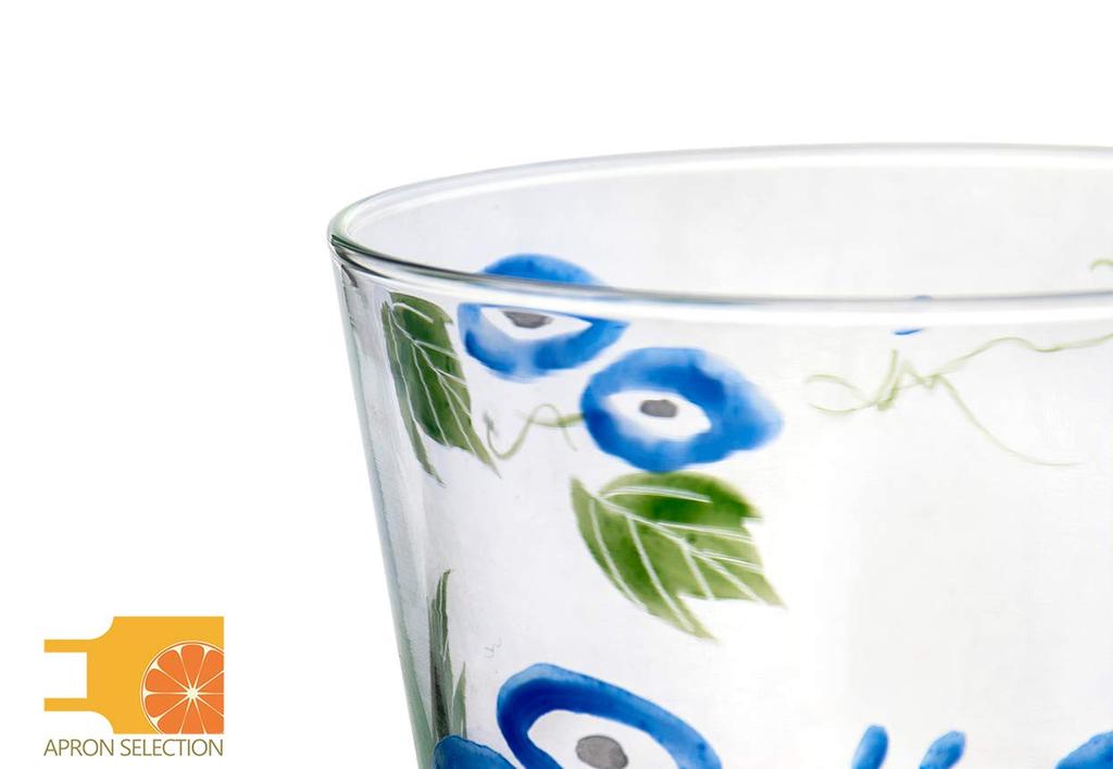 Yagi Kaiho Kaiho Kiln Kyoto-style Painted Glass Soba Choko (soba Cup) In a Presentation Box (morning Glory Design)