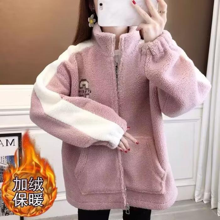 Spot 2025 new fleece thickened sweater women s winter lamb wool autumn and winter cardigan versatile jacket tide 2159 # 2XL