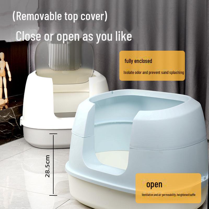 Foldable Fully Enclosed Large Cat Litter Box with Front Entry