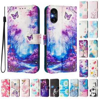 Dream Butterfly Forest Luxusní malovaný kožený pouzdro peněženka kryt ve stylu knížky pro Sony Xperia 5 IV /10 IV,Xperia 1 V / 5 V / 10 V,Xperia 1 VI,5 VI,10 VI
