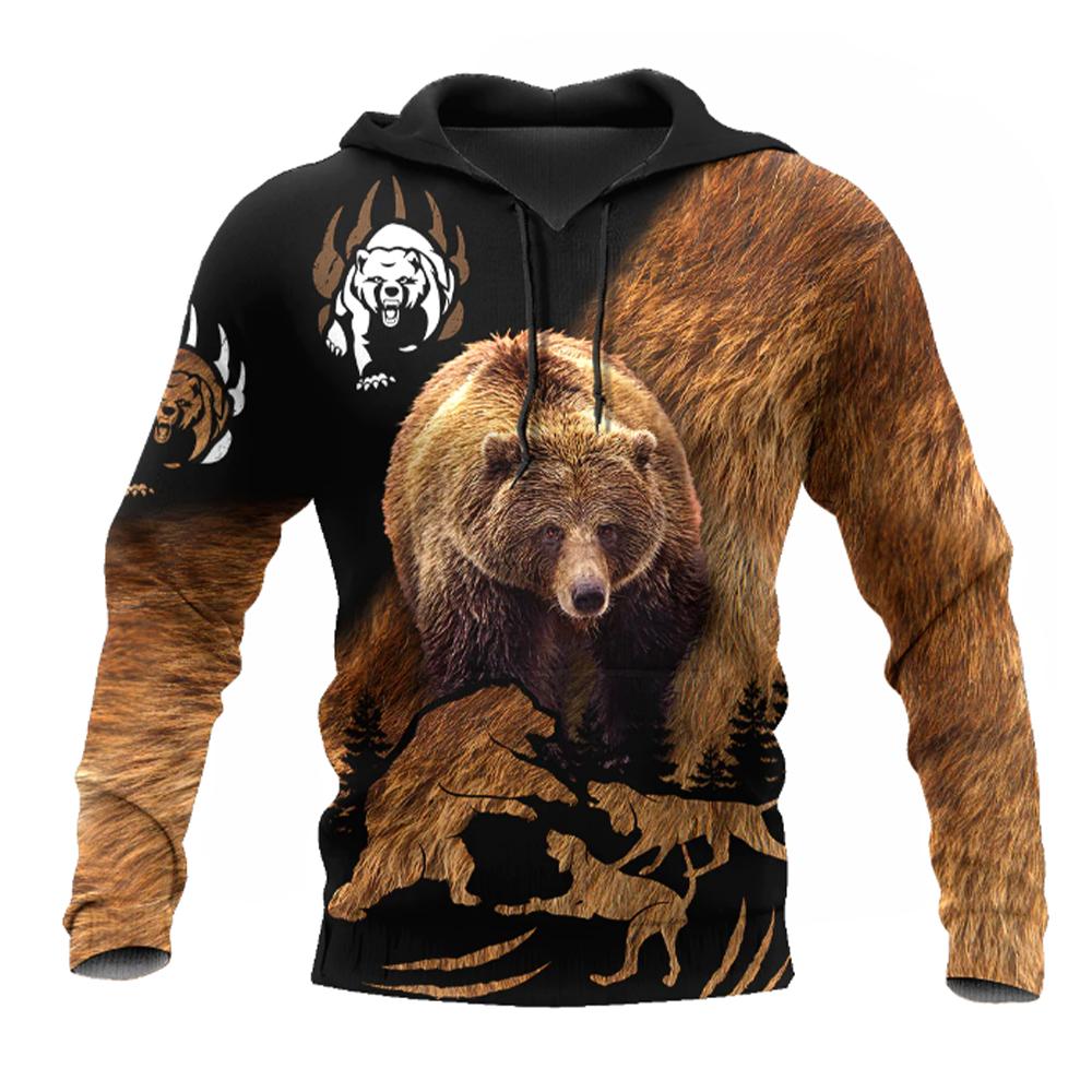 Мужская модная толстовка с капюшоном с 3D-принтом и рисунком медведя, новый повседневный уличный джемпер в русском стиле в стиле хип-хоп, большой размер, удобный дышащий джемпер 3XL