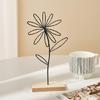 Golden Leaf Sculpture with Wood Base Ornament Ginkgo Palms Leaves Statue Figurine Table Adornment Office Desktop Decor