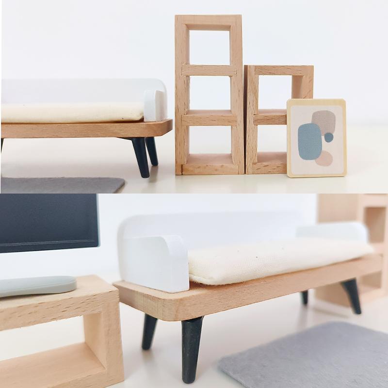 Puppenhaus Miniatur Zubehör Wald Familie Zuhause Möbel Kollektion Set Küche Kochtöpfe für Kinder Mädchen Geschenk Ins