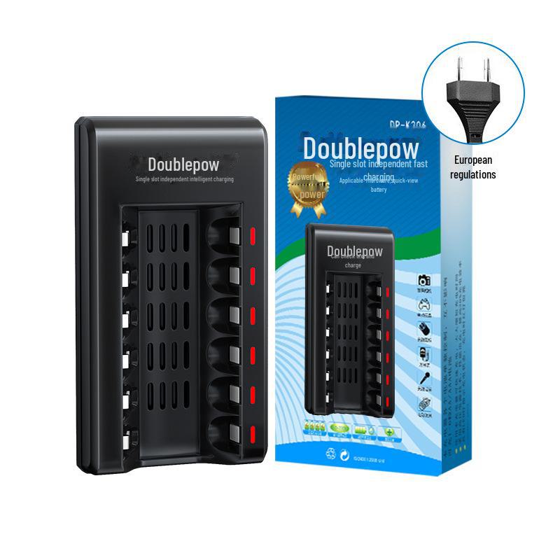 Smart Double Battery Charger No. 5 with Light Change, 6 Slots for 1.2V AA/AAA Batteries