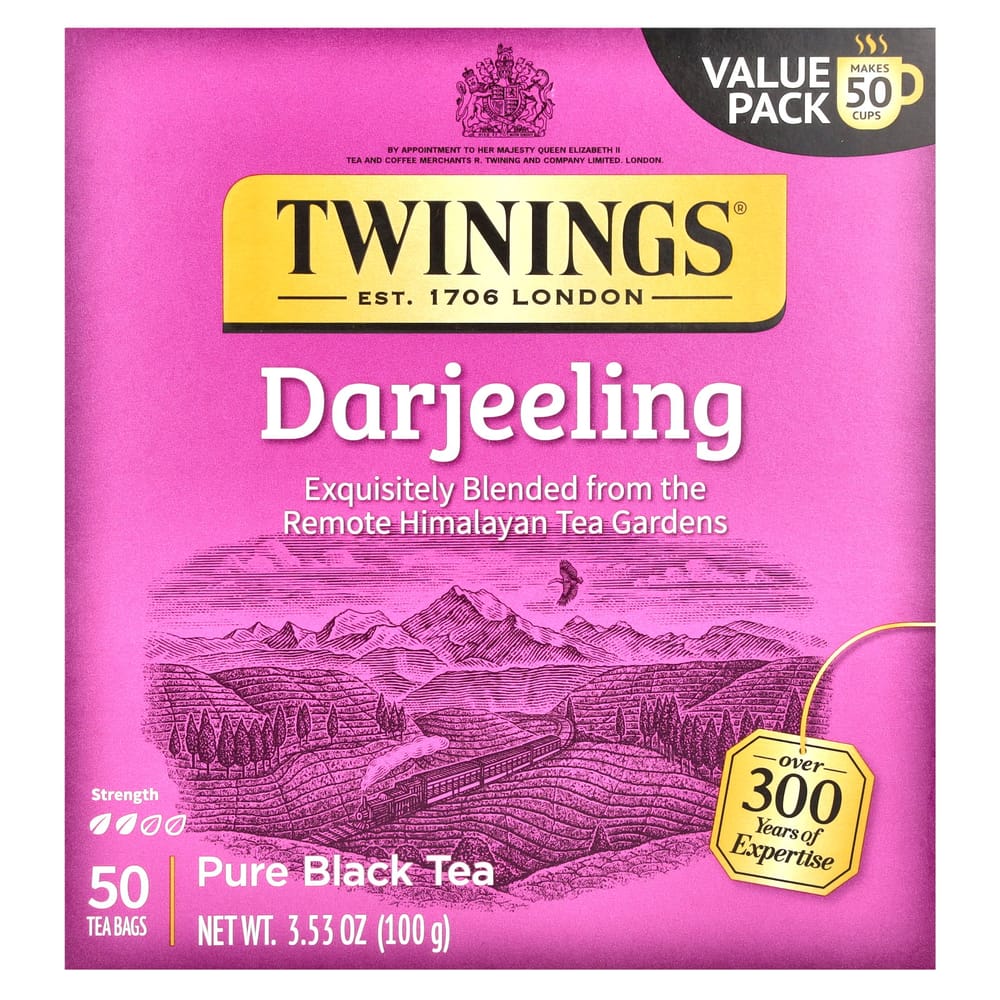 Twinings Pure Black Darjeeling Tea Bags, 50 Count, 100g (3.53oz)