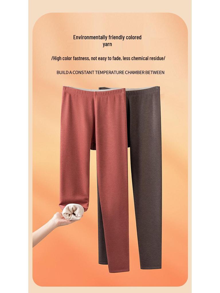 Extra Thick Silk Wool Fleece-Lined Women's Warm Leggings for Autumn/Winter