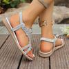 New Crystal Wedge Gladiator Sandals Women Summer Elastic Band Open Toe Sandals Plus Size Casual Beach Shoes for Woman