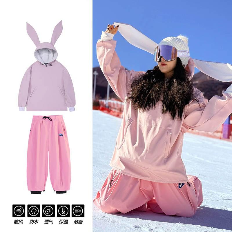 Unisex Winter Ski Suit Set Windproof Waterproof Fleece Lined Snow Outfit Skiing Hiking Ice Sports