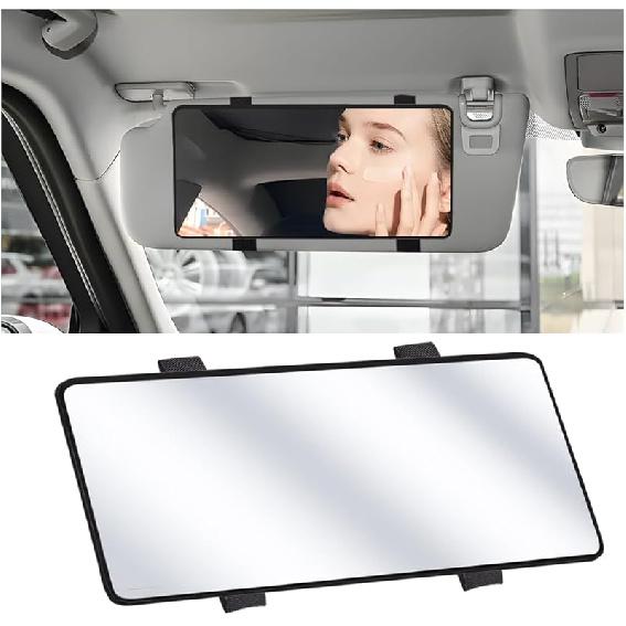 LED Car Sun Visor Vanity Mirror, Dimmable Rechargeable Vehicle Touch Screen Cosmetic Mirror With 3 Light Modes & 60LEDs, Auto Interior Rear View