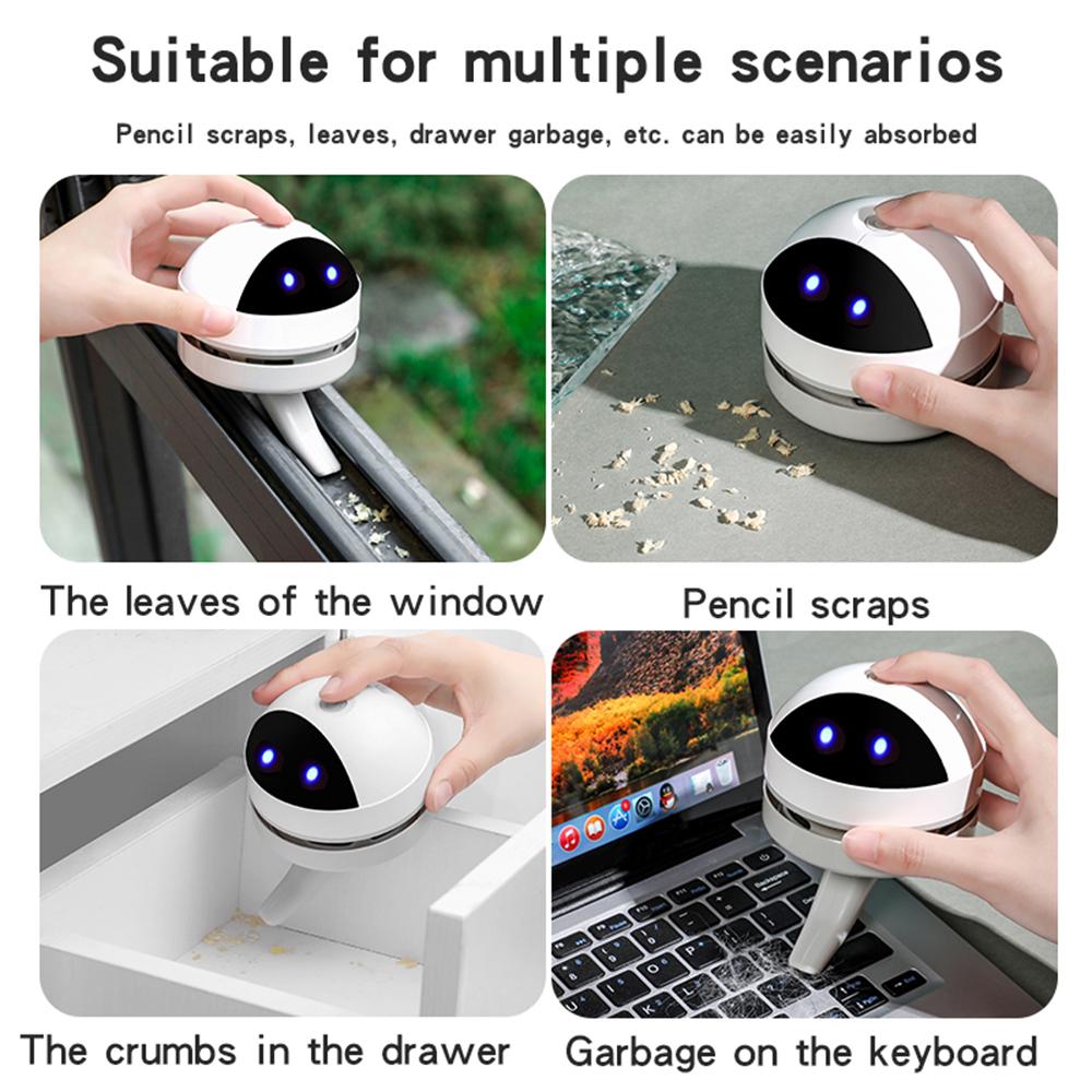 USB Desktop Vacuum Cleaner Cordless Portable   Table Dust Vaccine Cleaner High Suction Noise for Cleaning Dust Crumbs Hair Scrap