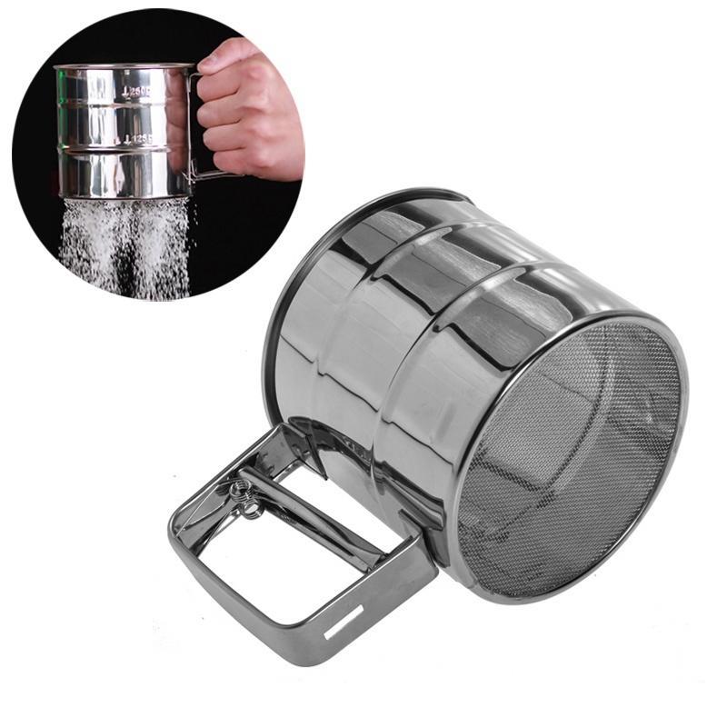 Nová mechanická mouka Cukr Poleva Síto Síto Šejkr Kuchyňské nářadí na pečení Nerez