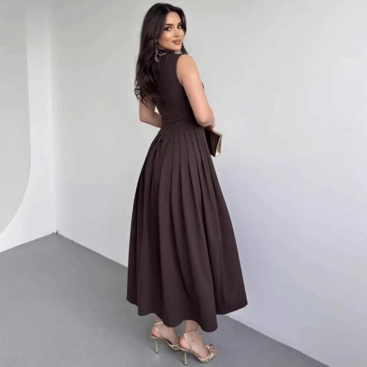 Summer Asymmetrical Neck Short Sleeve Dress with Ruched Design for Women