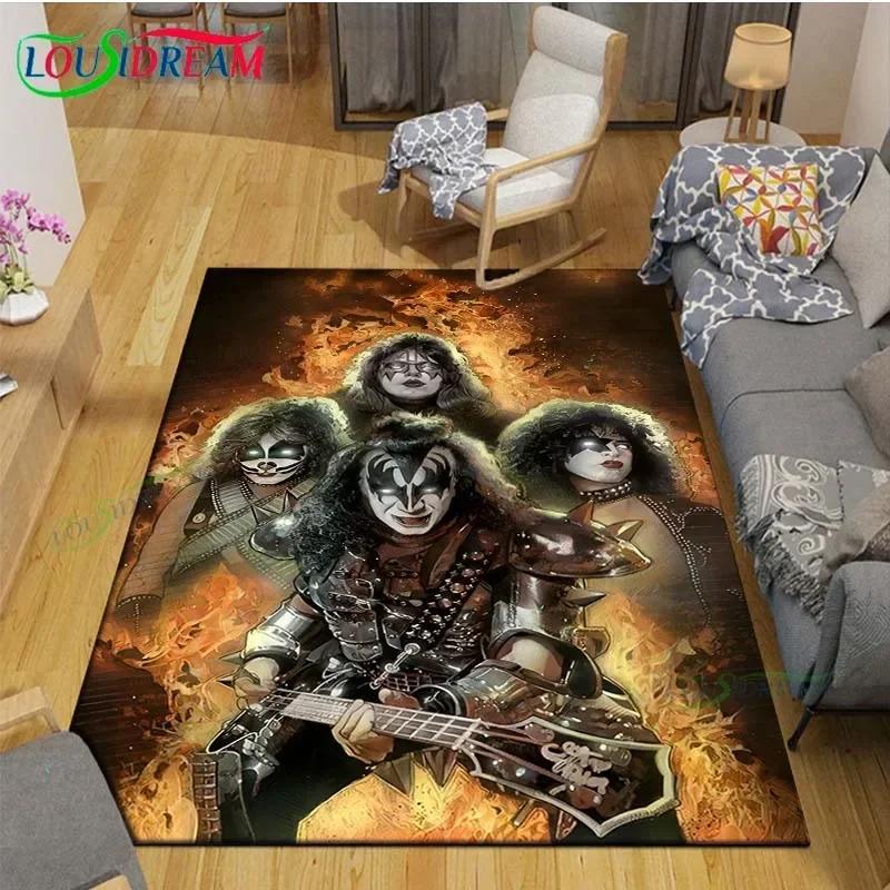 Slavná hudební heavy metalová kapela KK-Kiss Tištěné koberce Obývací pokoj Protiskluzový kobereček Dětské pokojové podložky Podložka na jógu Velký koberec