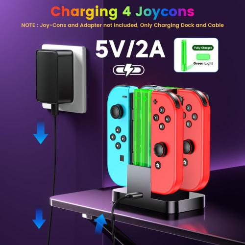[2024 NEW Model] Wenocally Switch & Switch Organic EL Joy-Con Charger Stand RGB Light 6 Joy-Con Switch Switch with Timing Function Overcharge Preventi