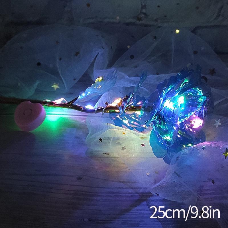 Eternal Flower Galaxy Rose Gift Items Artificial Flowers In Transparent Dome Valentine'S Day Present Vivid Foil Rose Desktop Ornament