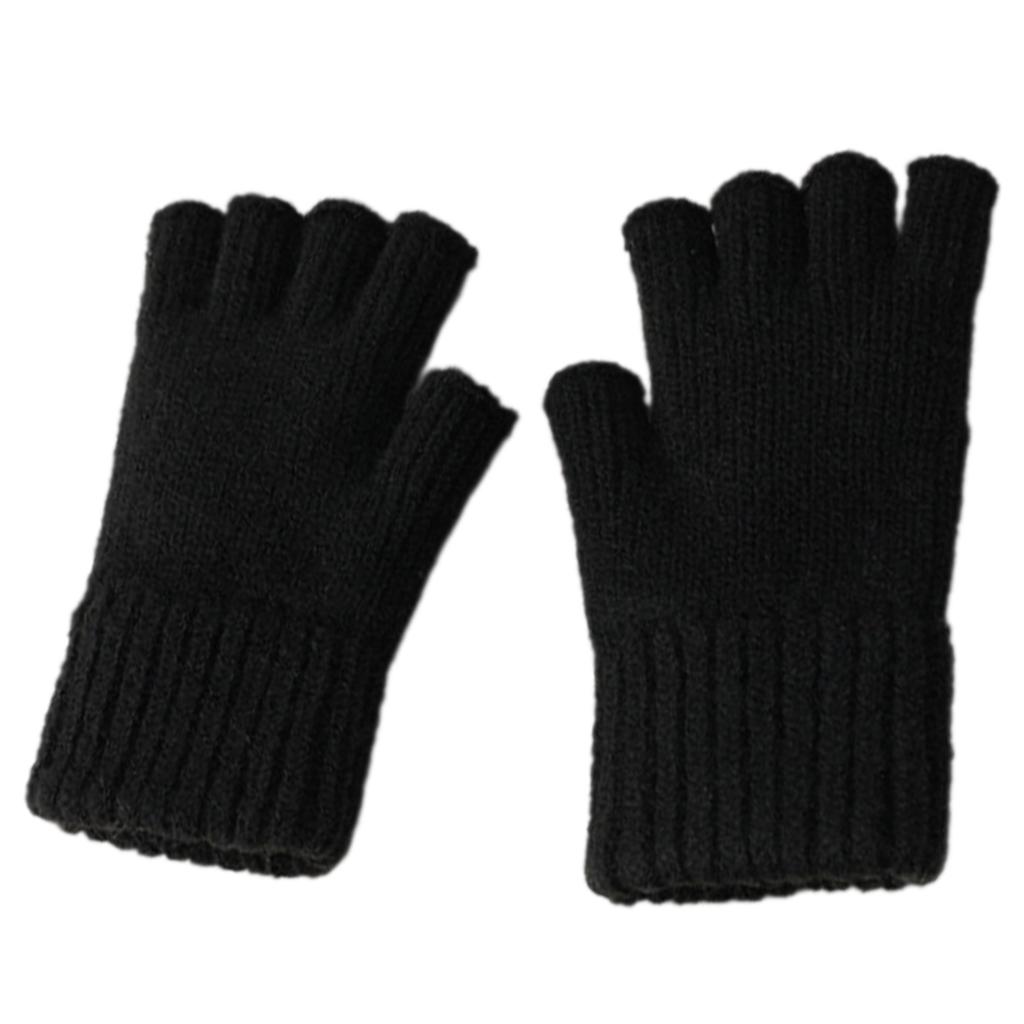 Half Finger Screentouch Gloves with Thicken Fleece Liner Soft Warm Knitted Short Gloves for Students Winter Everyday Use