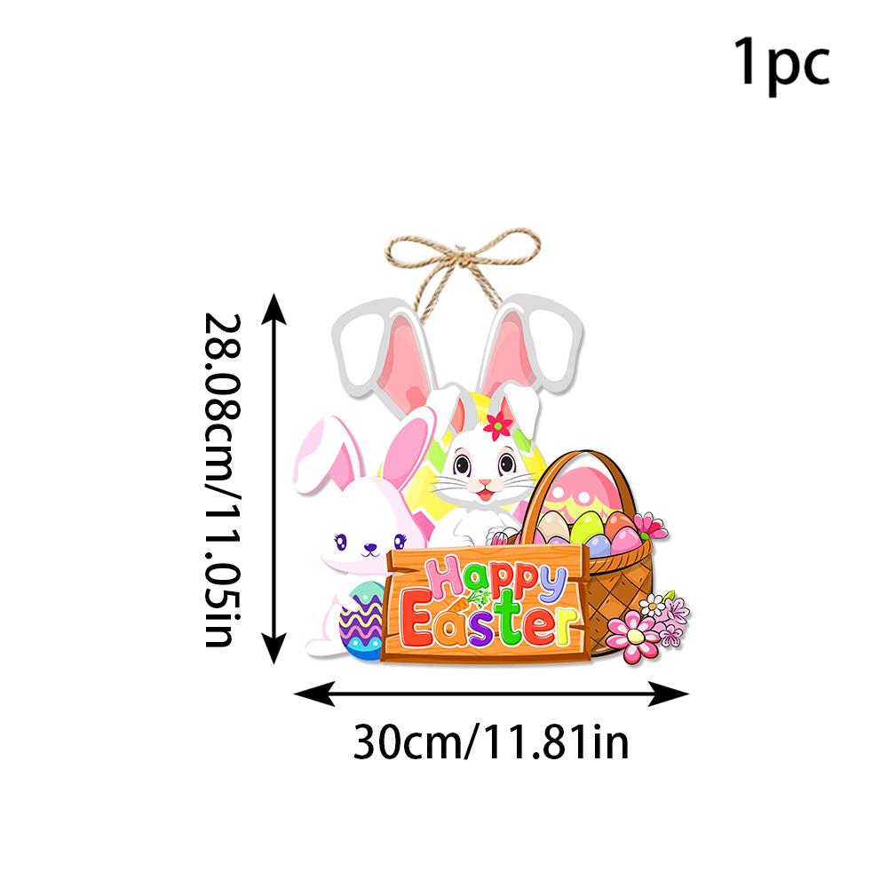 Happy Easter Decor Door Pendant Paper Rabbit Egg carrot Welcome Sign Hanging Ornament Easter egg hunt Spring Party Wall decor