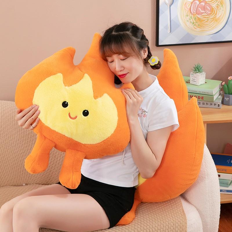 Flame-Shaped Plush Pillow Soft Stuffed Toy Kids Decorative Cushion Office Back Support Fun Gift