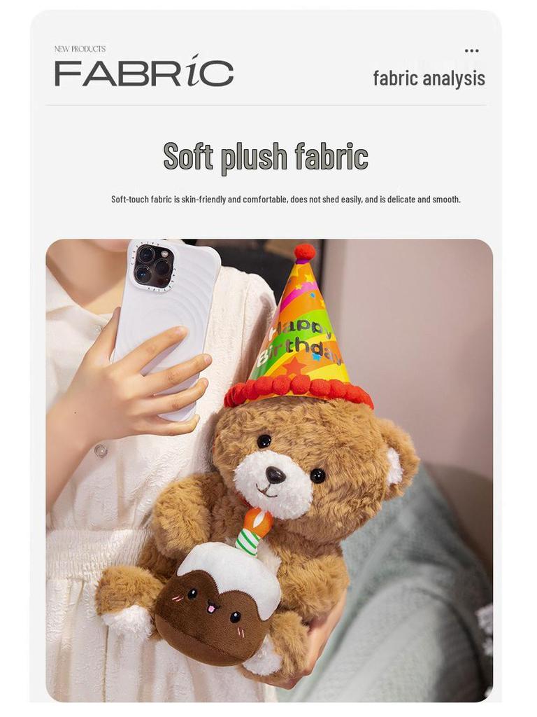 Graduation Teddy Bear Plush Toy - Cute Dr. Cake Bear Stuffed Animal Gift for Girls' Birthday