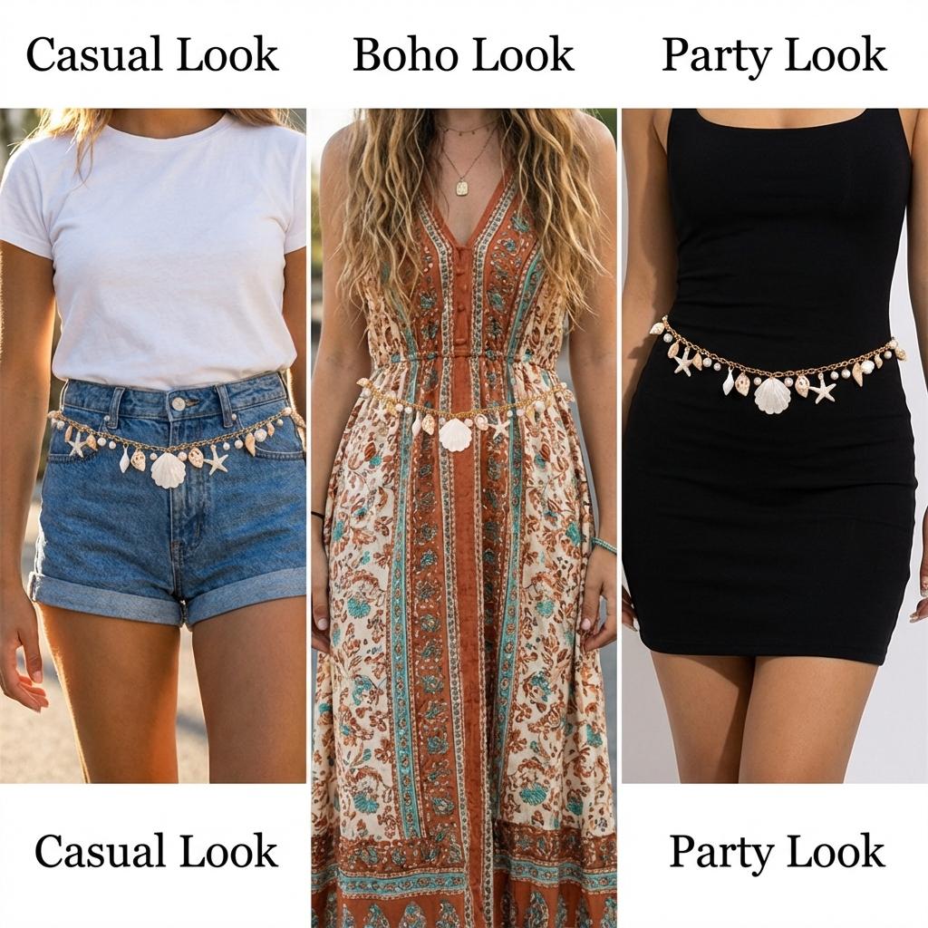 Boho Shell Starfish Conch Belly Chain for Women Sexy Imitation Pearl Gold Color Waist Chain Summer Beach Body Jewelry Belt Gift