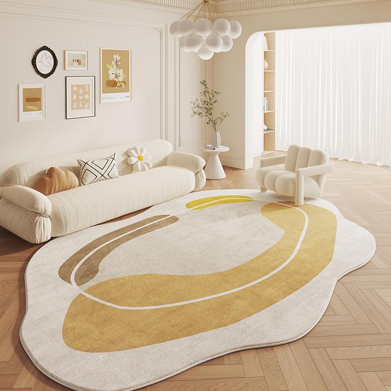 French Cream Style Shaped Carpet Living Room New High-grade Faux Cashmere Irregular Bedside Rugs Bedroom Floor Mats