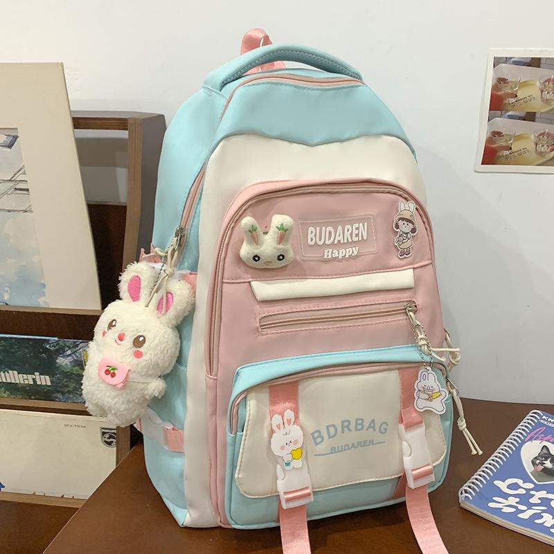 Schoolbag Children Elementary School Girls Junior High School Students Large Capacity Color Blocking Large Capacity Backpack