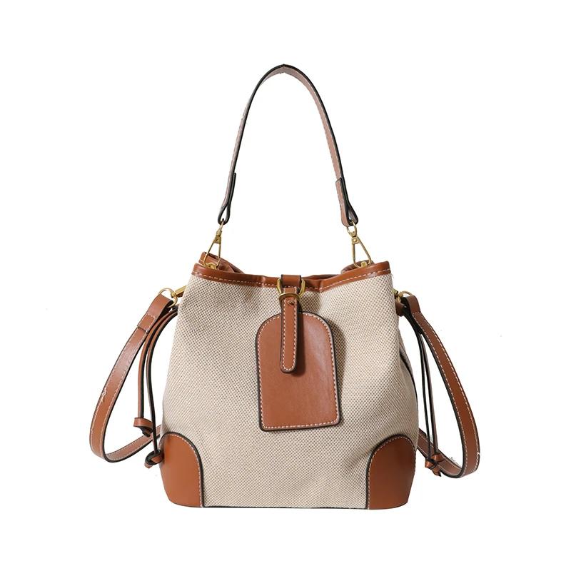 

Trend Canvas женская сумка через плечо модная портативная сумка-ведро текстурированная сумка Messenger из холста через плечо хаки