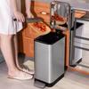 Mülleimer mit Deckel für Füße, Haushalt, Wohnzimmer, Küche, Fußbetätigung, Toilette, Luxus, Genäht, Edelstahl, Großes Fassungsvermögen