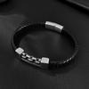 Hot Selling Leather Bracelet Men's Stainless Steel Personalized Fashion Versatile Retro Style Titanium Woven