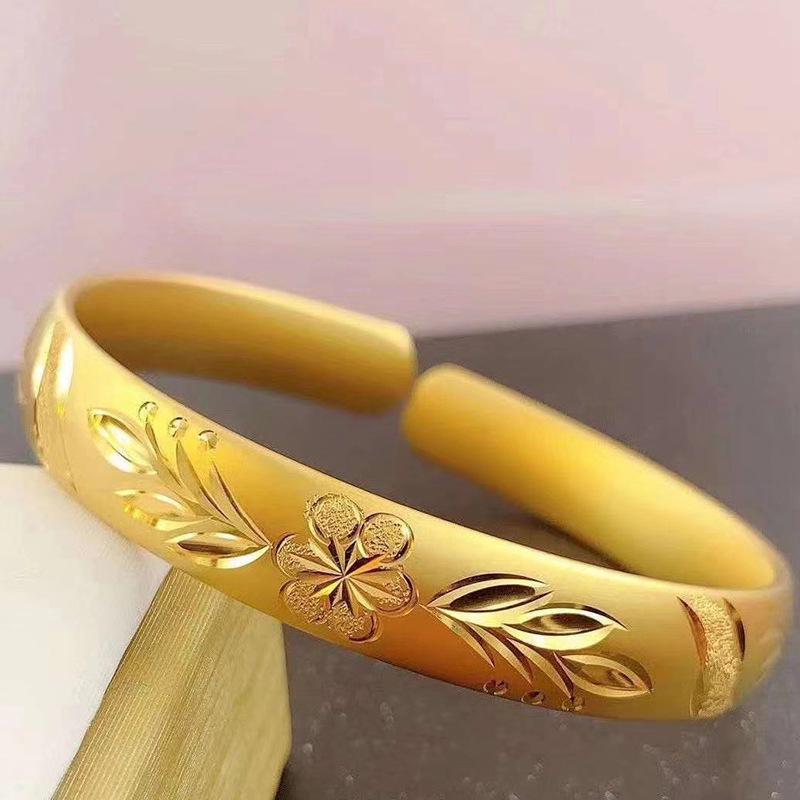 Vietnam Gold-Plated Brass Bangle with Dragon and Phoenix Design