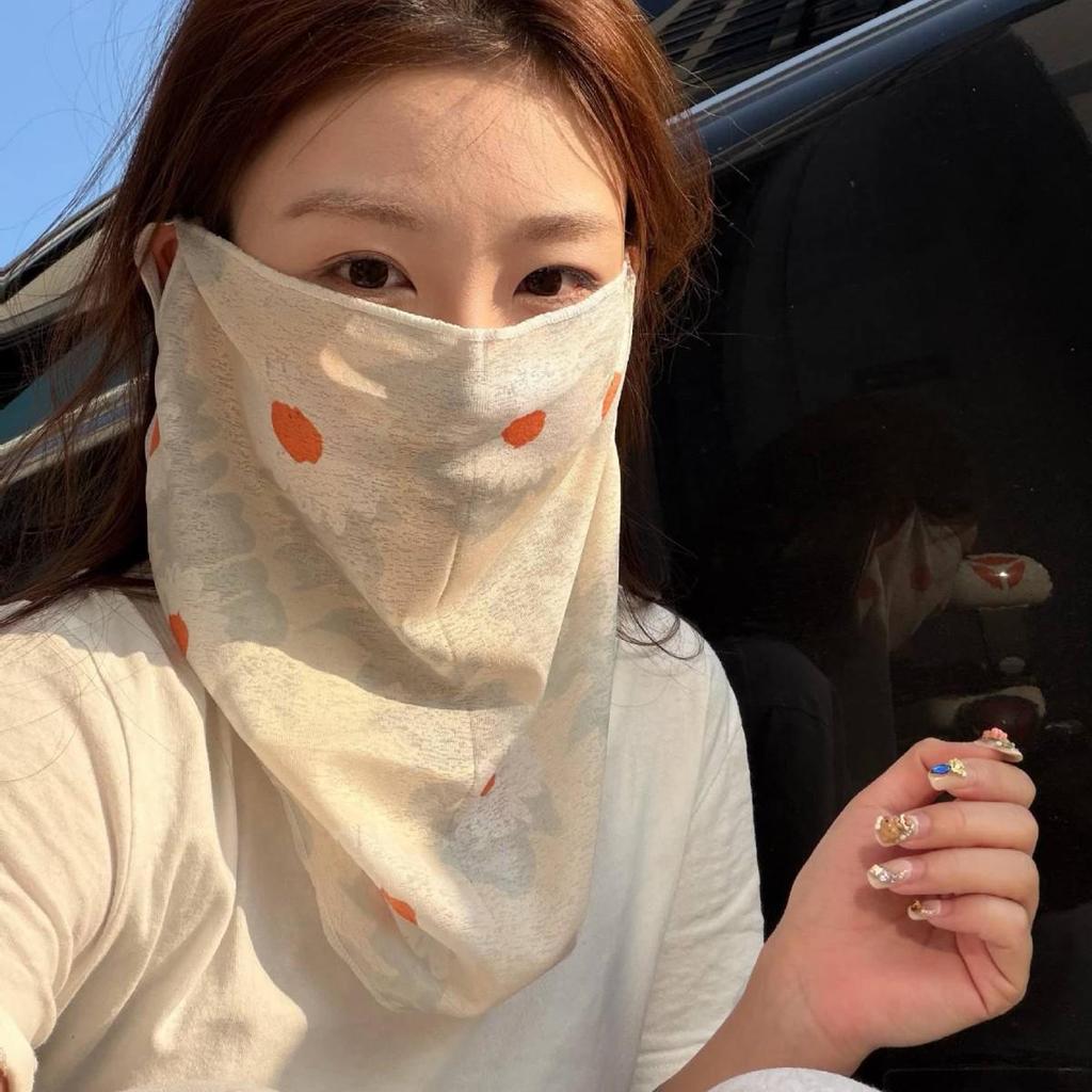 Korean Style Floral Sunscreen Balaclava: Breathable Sun Protection Face Veil for Women - Spring/Summer Cycling Neck Guard