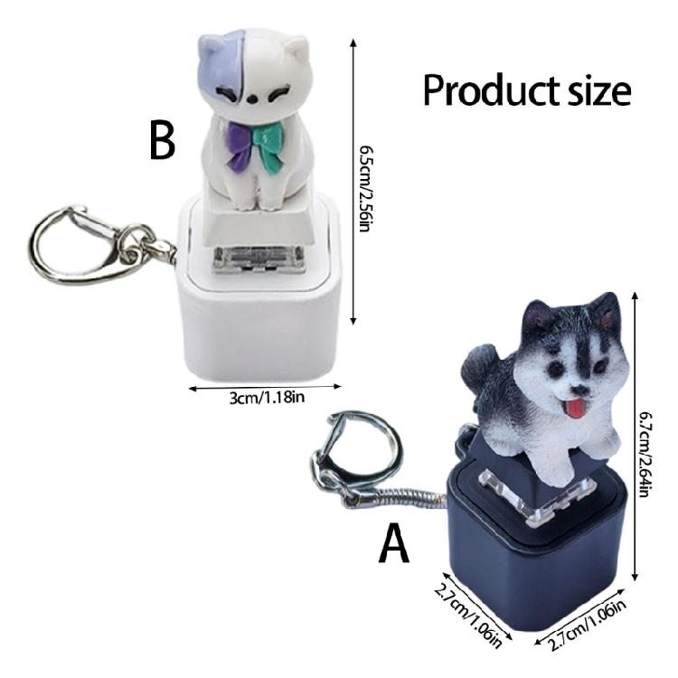 Auditory Visual Stress Reliever Keychain Glowing Animal Squeeze Toy For Key Organization ABS Sturdy Daily Companion