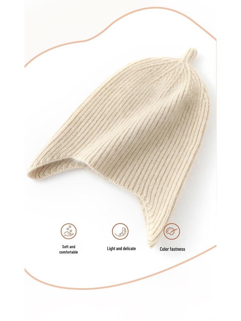 Unisex Cashmere Kids' Knit Hat with Ear Protection - Super Cute & Warm for Autumn/Winter