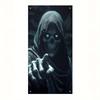 2D Glowing Eyes Reaper Door Cover, 2D Halloween Skeleton Decor