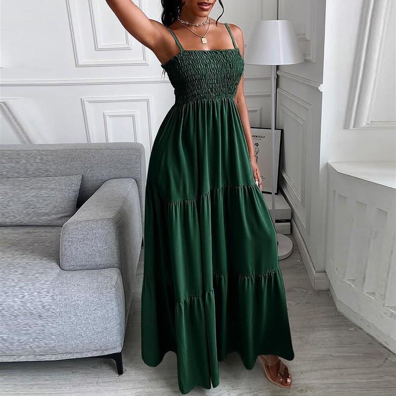 

Элегантное платье-сарафан с принтом и высокой талией - Однотонное, Кросс-граничный тренд Medium