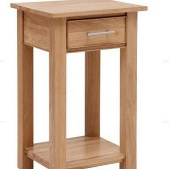 American Style Minimalist White Oak Square & Round Coffee Table Set - Sofa Side & Telephone Table