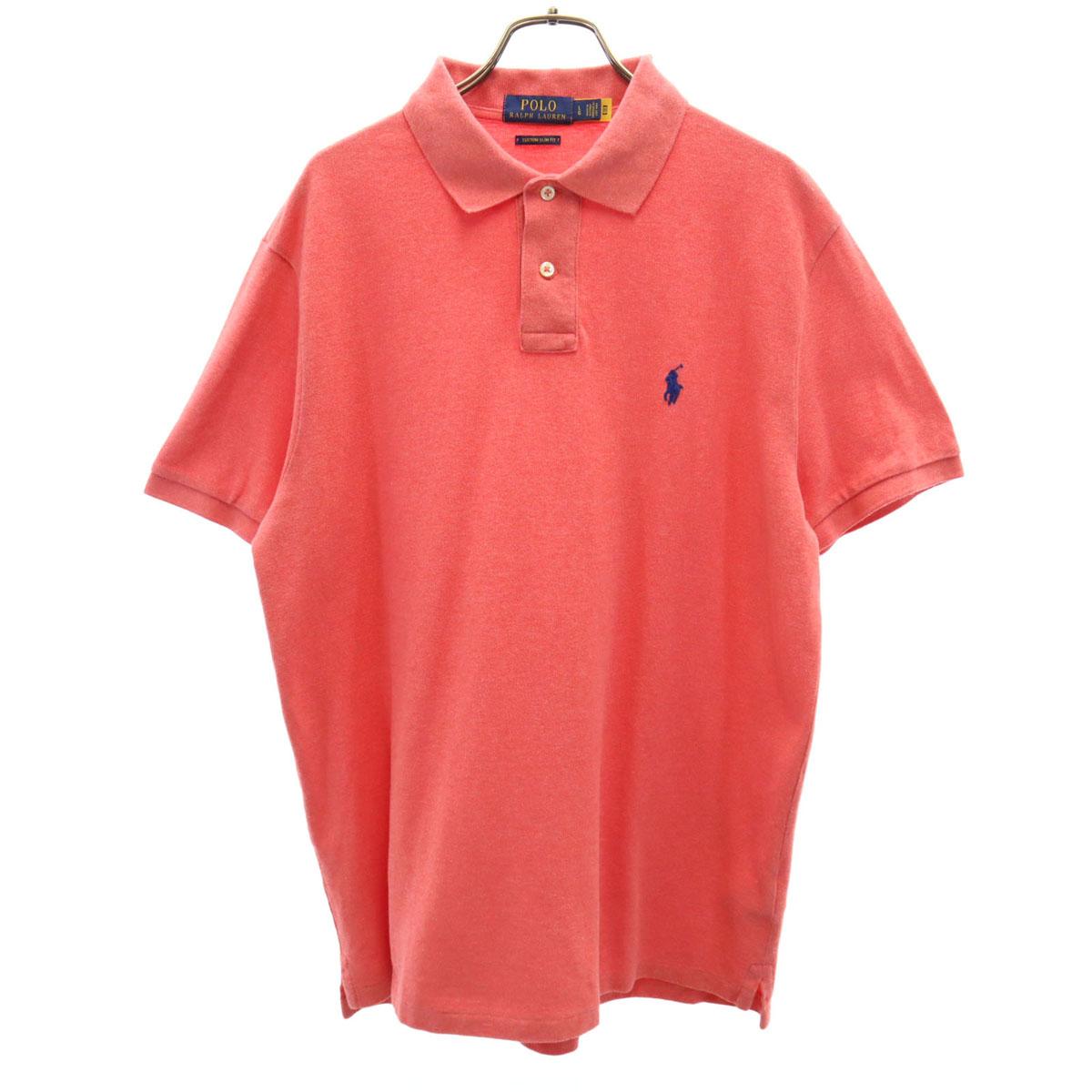 

POLO RALPH LAUREN Футболка-поло с коротким рукавом Custom slim fit L Розово-красная Мужская Б/у