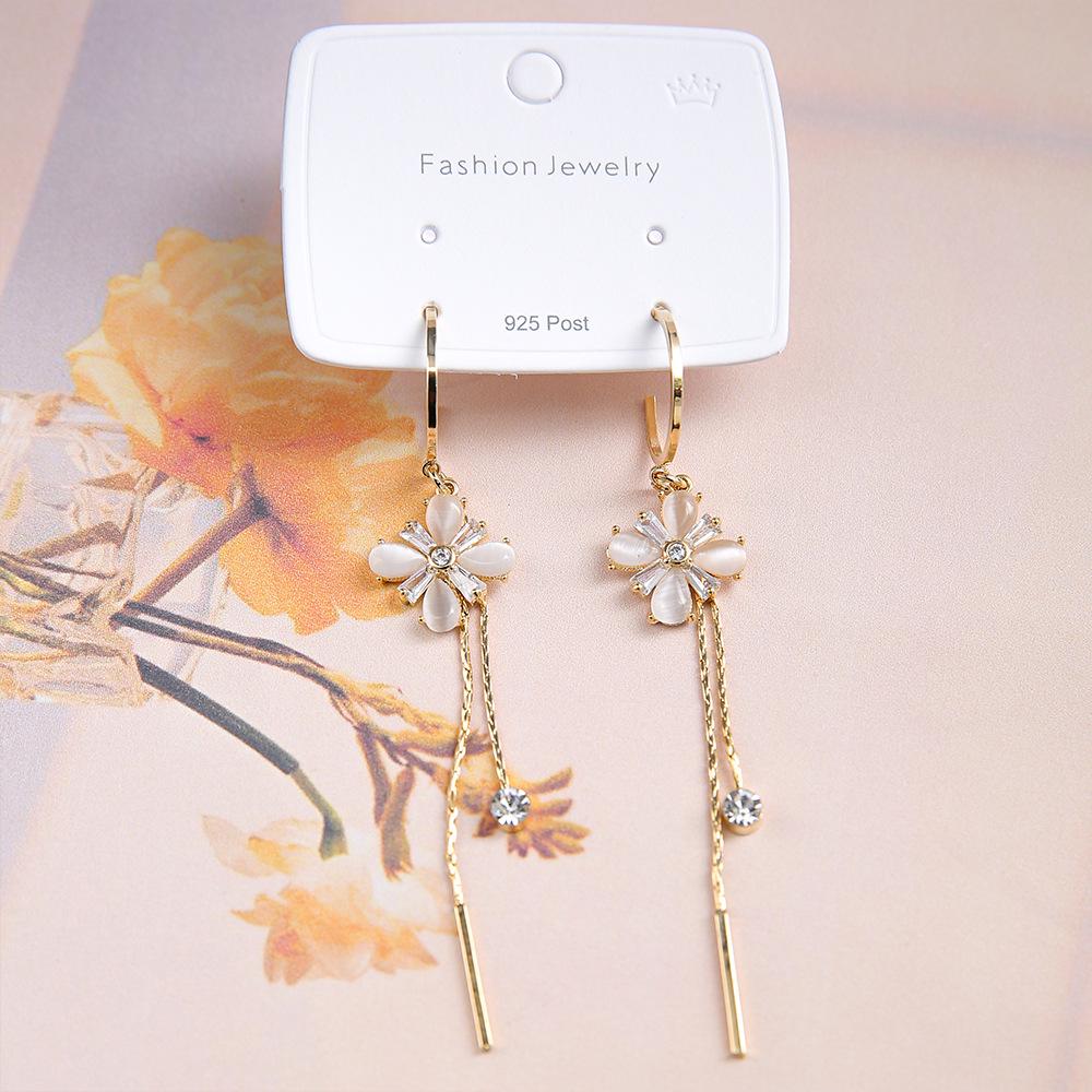 

Элегантные серьги-кисточки с цирконом в виде кошачьего глаза и цветка: Универсальные, Нежные, Модные серьги-гвоздики для женщин