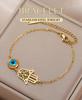 Dawapara Hamsa Evil Eye Bracelet Hand of Fatima Protection Talisman Good Luck Charm Stainless Steel Jewelry