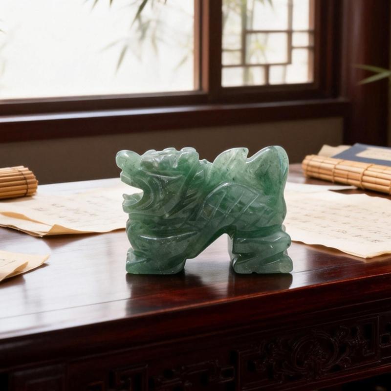 Traditional Chinese Zodiacs Green Aventurine Ornament Carved Crystal Animal Statue For Cultural Home Decors Collectibles