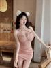 Sexy Nightclub Halter Dress: Women's Low-Cut Pleated Bodycon Skirt