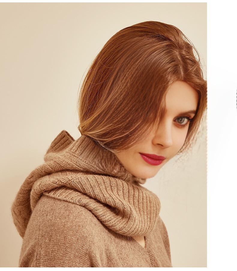 Unisex 100%Wool Knitted Balaclava Winter Ear Face Neck Protect One-Piece Scarf Hat Soft Warm Hooded Beanies Twist False Collar