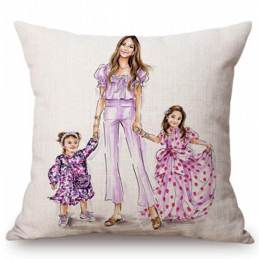 Baby Mother Parenting Art Cozy Family Hand Drawing Sketch Home Decoration Cotton Linen Sofa Throw Pillow Case Car Cushion Cover